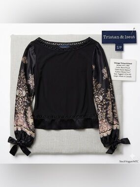 Vintage Tristan & Iseut Floral Sleeve Blouse